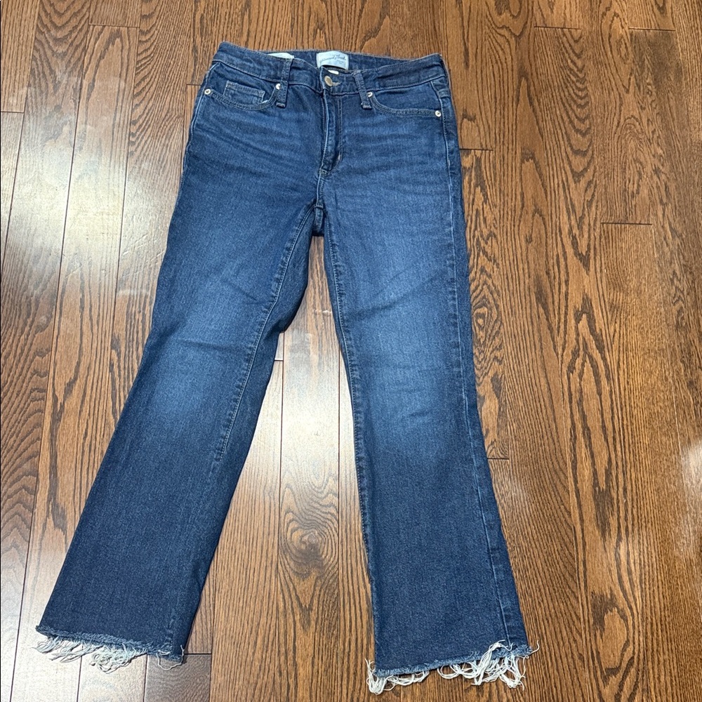 Universal Thread Dark Blue Flare Jeans with Frayed Hem
